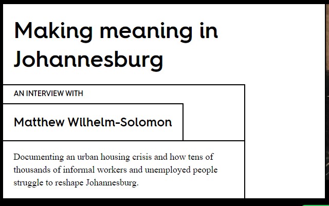 Article: Making meaning in Johannesburg
